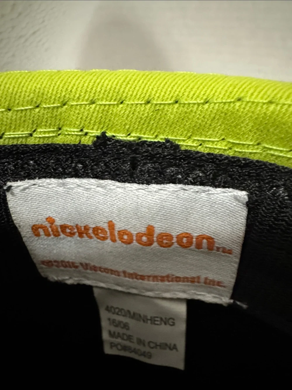 Nickelodeon Black Hat with Neon Green Trim and Orange Logo